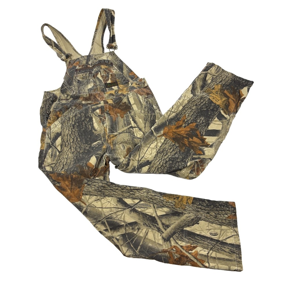 VTG Liberty Realtree Hardwoods Camo Overalls YOUTH Sz 14 R Green‎ Brown Camping